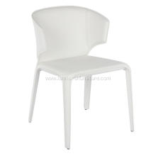 Hola white leather armrest dining chairs